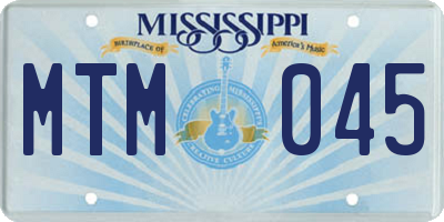 MS license plate MTM045