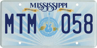 MS license plate MTM058