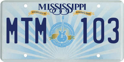 MS license plate MTM103