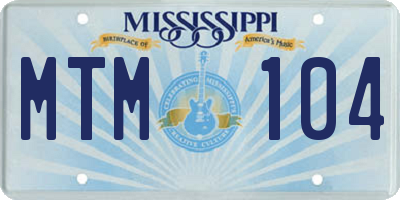 MS license plate MTM104