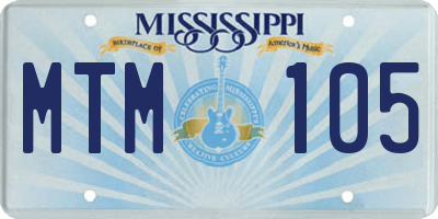 MS license plate MTM105