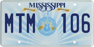 MS license plate MTM106
