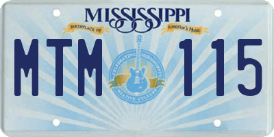 MS license plate MTM115