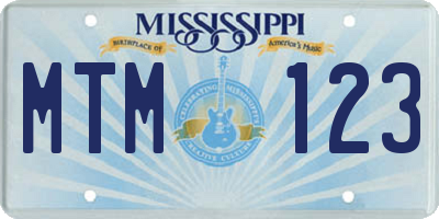 MS license plate MTM123