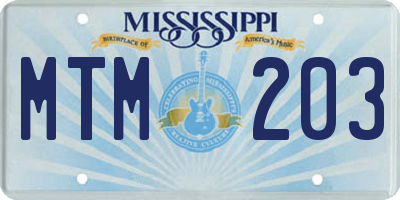 MS license plate MTM203