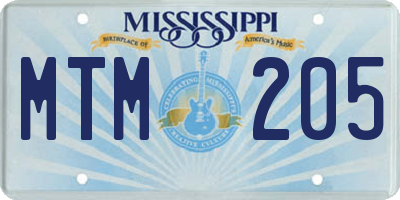 MS license plate MTM205