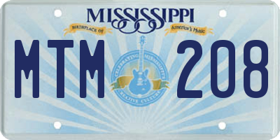 MS license plate MTM208