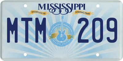 MS license plate MTM209