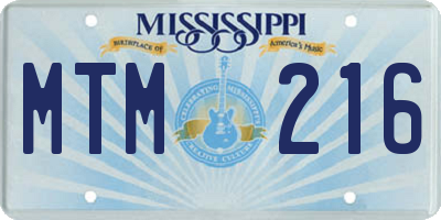 MS license plate MTM216