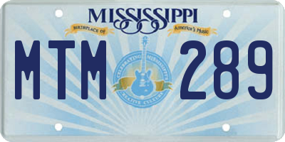MS license plate MTM289