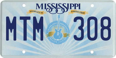 MS license plate MTM308
