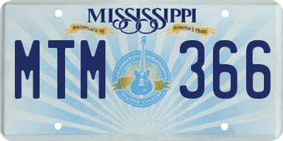 MS license plate MTM366
