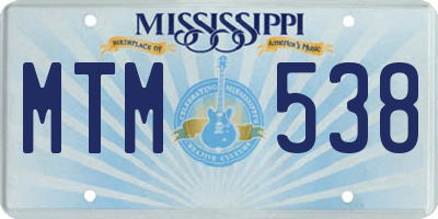 MS license plate MTM538