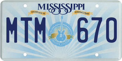 MS license plate MTM670