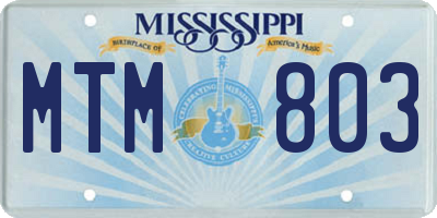 MS license plate MTM803