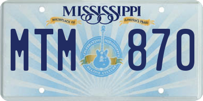 MS license plate MTM870