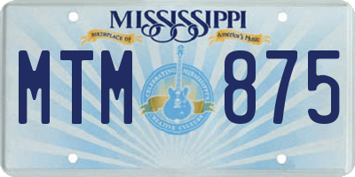 MS license plate MTM875