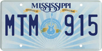 MS license plate MTM915