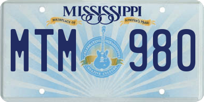 MS license plate MTM980