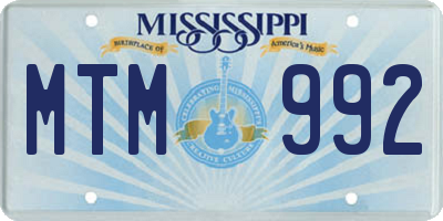 MS license plate MTM992