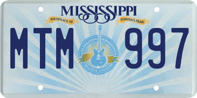 MS license plate MTM997