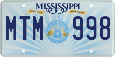 MS license plate MTM998