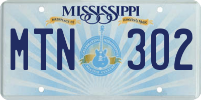 MS license plate MTN302