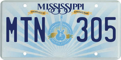 MS license plate MTN305