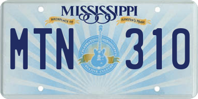 MS license plate MTN310