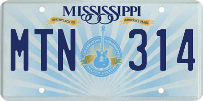 MS license plate MTN314