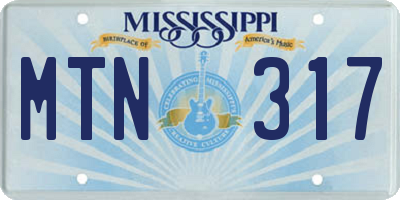 MS license plate MTN317