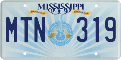 MS license plate MTN319