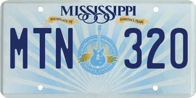 MS license plate MTN320
