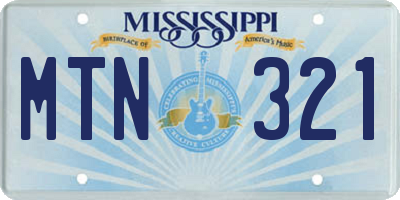 MS license plate MTN321