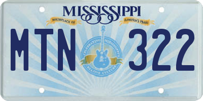 MS license plate MTN322