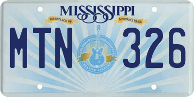 MS license plate MTN326