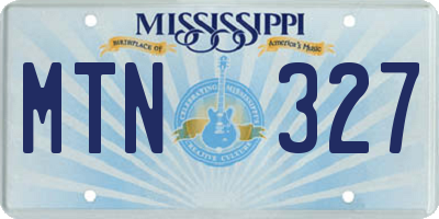 MS license plate MTN327