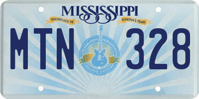 MS license plate MTN328
