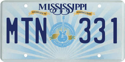 MS license plate MTN331