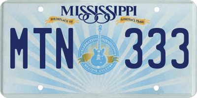 MS license plate MTN333