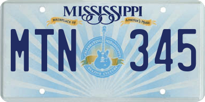 MS license plate MTN345