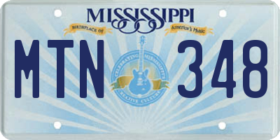 MS license plate MTN348