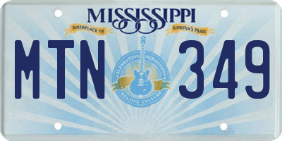 MS license plate MTN349