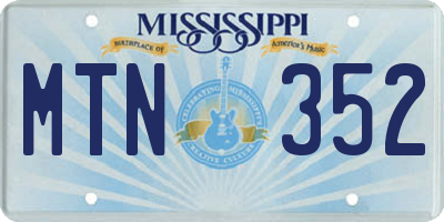 MS license plate MTN352