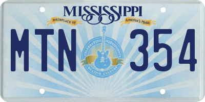 MS license plate MTN354