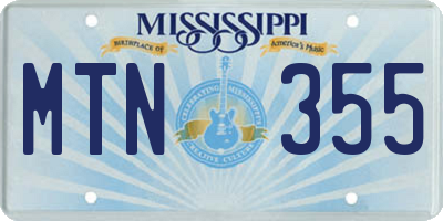 MS license plate MTN355