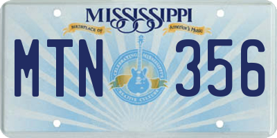 MS license plate MTN356