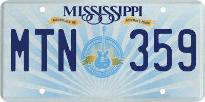 MS license plate MTN359