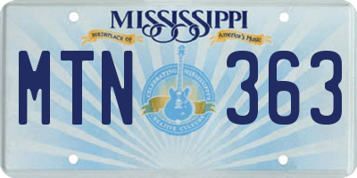 MS license plate MTN363