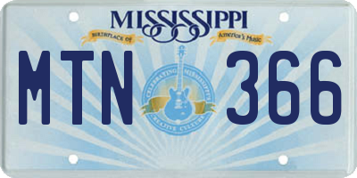 MS license plate MTN366